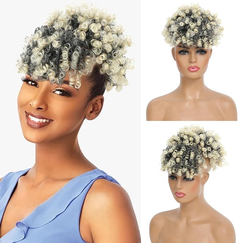 ENTRANCED STYLES Drawstring Ponytail with Bangs, T1B/613#