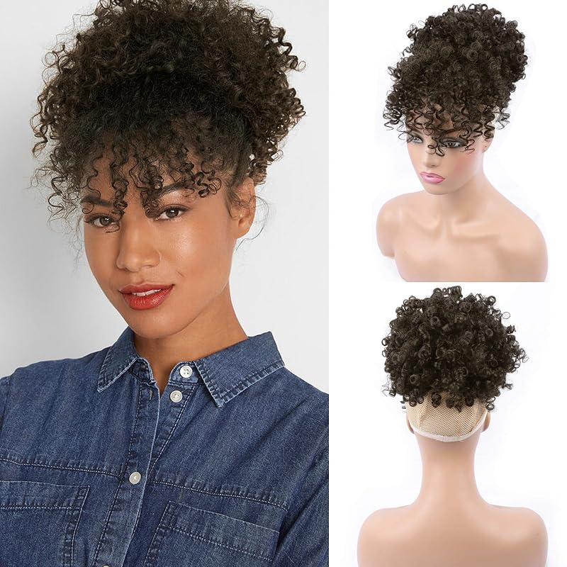 ENTRANCED STYLES Drawstring Ponytail with Bangs, 2B