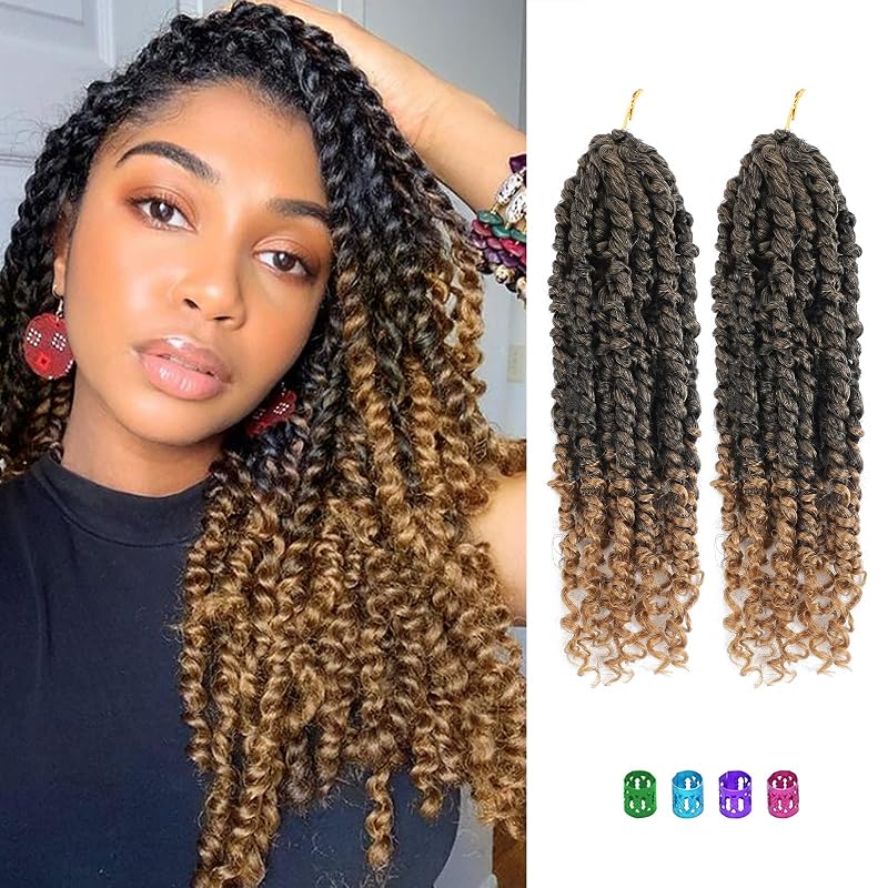 Passion Twist Hair - (Total 10 Packs)8 Packs 12 Inch T27 and 2 Packs 12 Inch T27 Passion Twist Crochet Hair For Women Crochet Pretwisted Curly Hair Passion Twists Synthetic Braiding Hair Extensions)