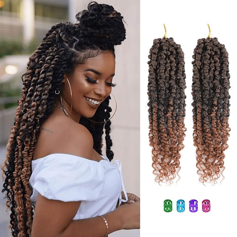 Passion Twist Hair - (Total 10 Packs)8 Packs 12 Inch T27 and 2 Packs 12 Inch T30 Passion Twist Crochet Hair For Women Crochet Pretwisted Curly Hair Passion Twists Synthetic Braiding Hair Extensions