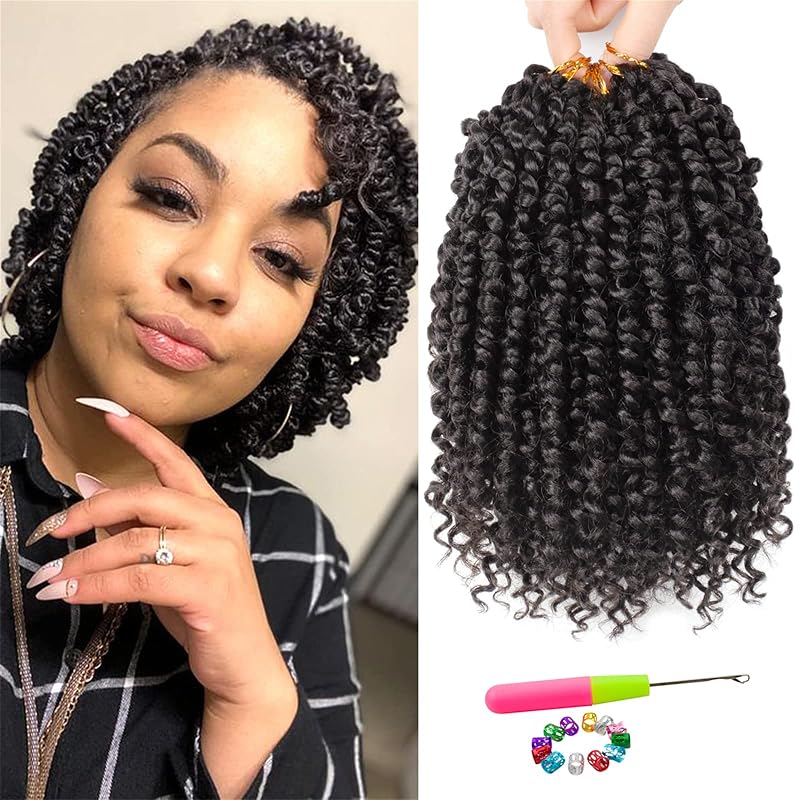 Passion Twist Hair - (Total 10 Packs)8 Packs 6 Inch #2 and 8 Packs 8 Inch #2 Passion Twist Crochet Hair For Women Crochet Pretwisted Curly Hair Passion Twists Synthetic Braiding Hair Extensions