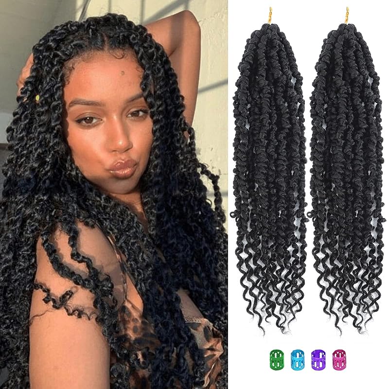 Passion Twist Hair - (Total 10 Packs)8 Packs 18 Inch 1B and 2 Packs 18 Inch 1B Passion Twist Crochet Hair For Women Crochet Pretwisted Curly Hair Passion Twists Synthetic Braiding Hair Extensions