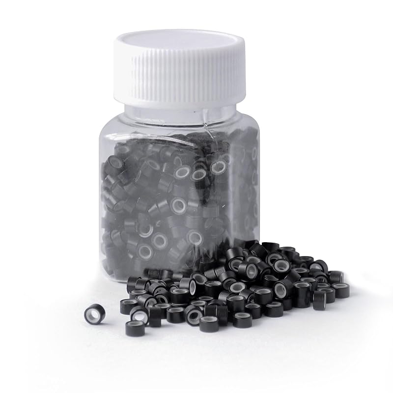 BUPPLER Hair Extentions Pieces 500PCS Micro Rings Beads Silicone Lined Rings Hair Extensions Tool 5mm