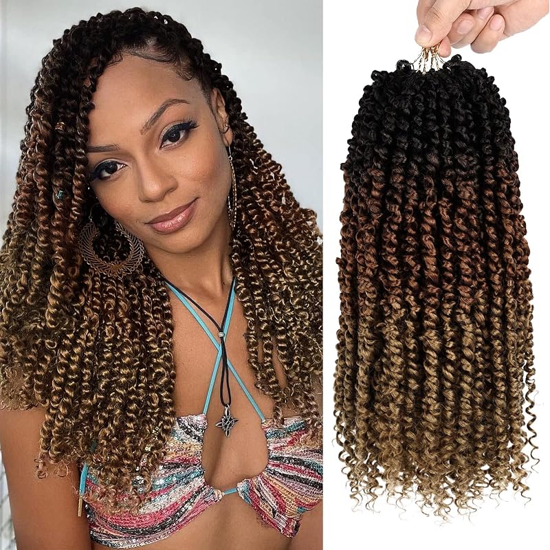 Pre-Twisted Passion Twist Crochet Hair 16 Inch for Black Women T1B/30/27