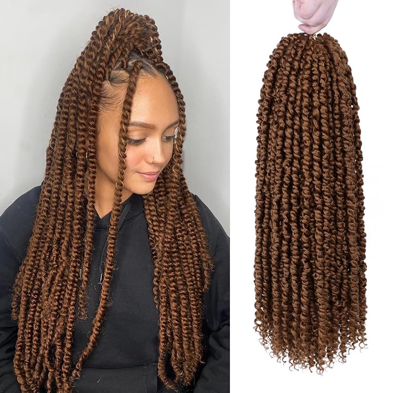 Pre-Twisted Passion Twist Crochet Hair 16 Inch for Black Women 8 Packs 30#