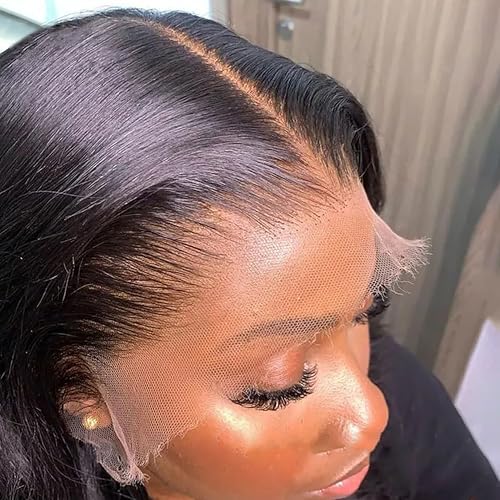 Anknia SKINLIKE 13x6 HD Lace Frontal Closure Human Hair Frontal HD Lace Pre Plucked Hairline with Small Knot 100% Remy Human Hair Straight Natural Black (16Inch)