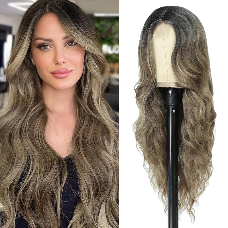 Cosplay Long Omb to Brown Wig 26 Inch Middle Part Synthetic Wigs for Women