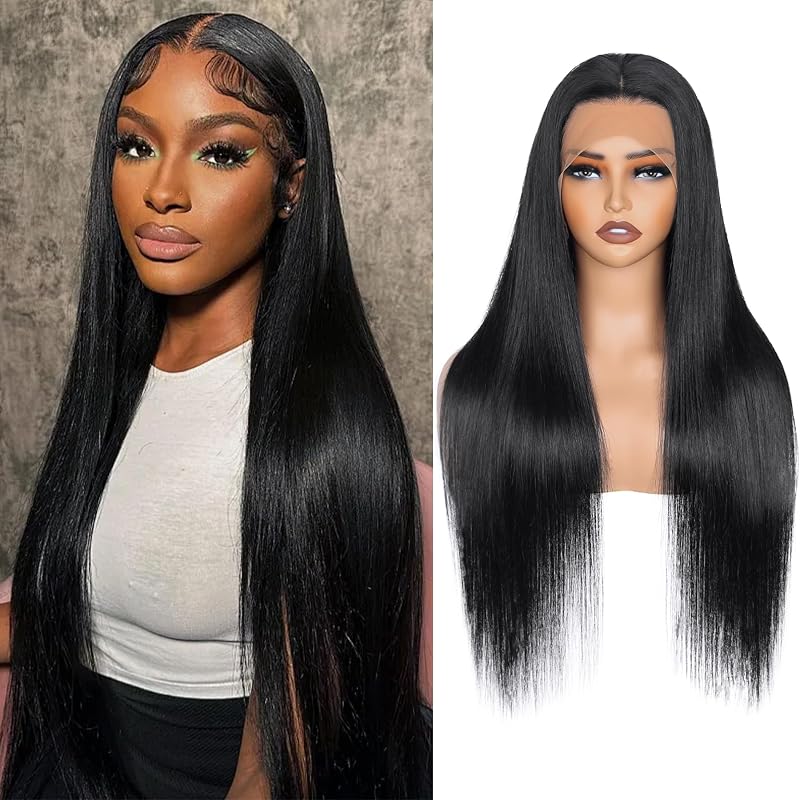Oftsod 13x4 Lace Front Wigs Human Hair Pre Plucked 30 Inch Straight HD Lace Front Wigs Human Hair Natural Color 180% Density Glueless Wig 100% Virgin Human Hair with Baby Hair for Women