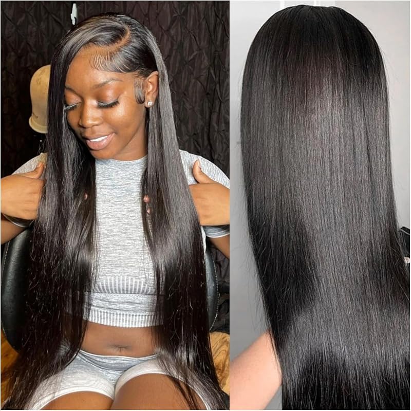 Atohallan 13x4 Straight Lace Front Wigs Human Hair 32 Inch HD Transparent Lace Frontal Wigs Human Hair for Women 180% Density Glueless Frontal Wigs Pre Plucked with Baby Hair(32 Inch)