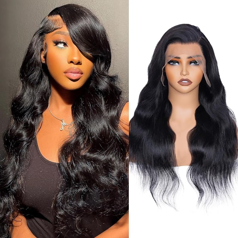 Oftsod 13x4 Lace Front Wigs Human Hair Pre Plucked 12 Inch HD Lace Front Wigs Human Hair Natural Color 180% Density Glueless Wig 100% Virgin Human Hair with Baby Hair for Women