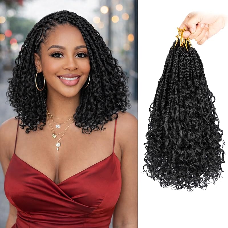 Boho Box Braids Crochet Hair 12 Inch, Goddess Crochet Box Braids with Curly Ends, Pre Looped Synthetic Crochet Hair for Black Women – NAYOO
