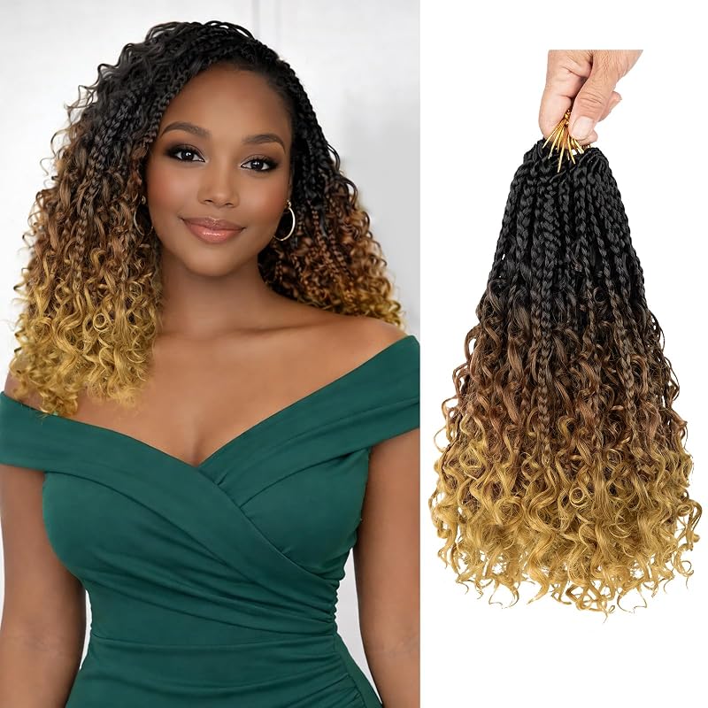 Boho Box Braids Crochet Hair 14 Inch, Goddess Crochet Box Braids with Curly Ends, Pre Looped Synthetic Crochet Hair for Black Women – NAYOO