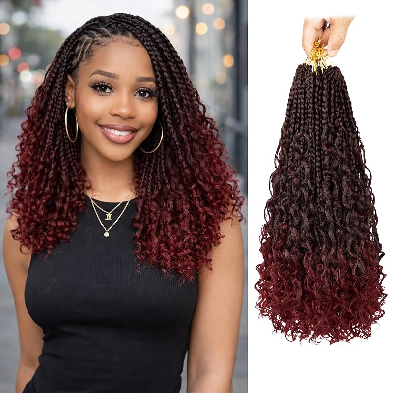 Boho Box Braids Crochet Hair 14 Inch, Goddess Crochet Box Braids with Curly Ends, Pre Looped Synthetic Crochet Hair for Black Women – NAYOO