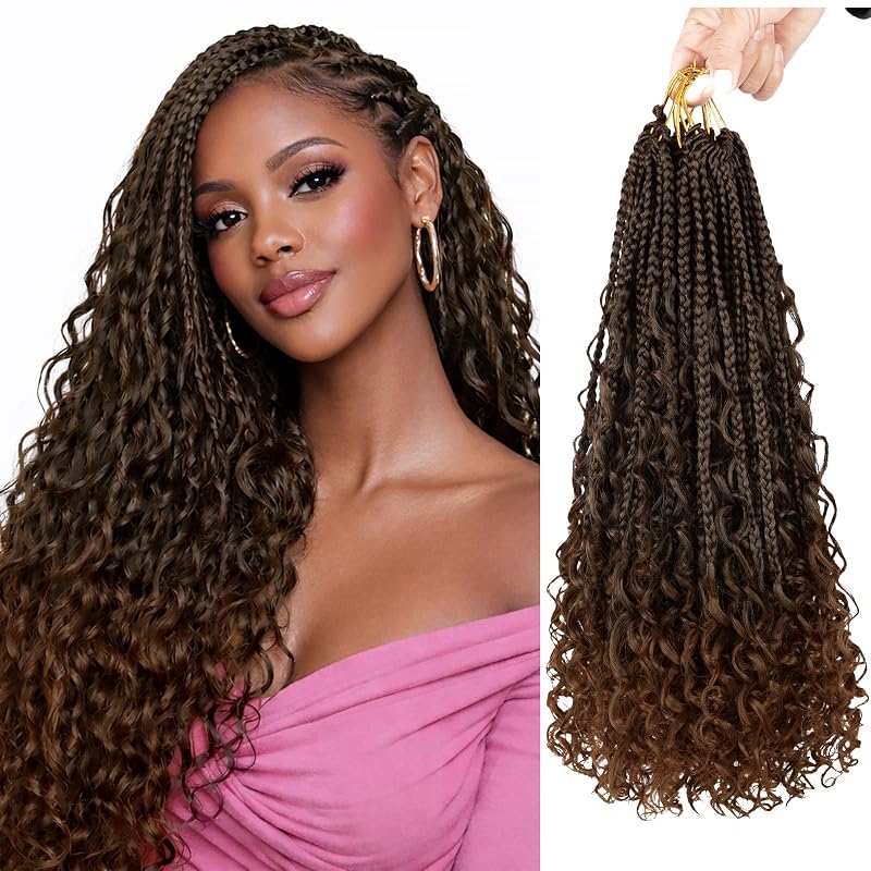 Boho Box Braids Crochet Hair 18 Inch, Goddess Crochet Box Braids with Curly Ends, Pre Looped Synthetic Crochet Hair for Black Women – NAYOO