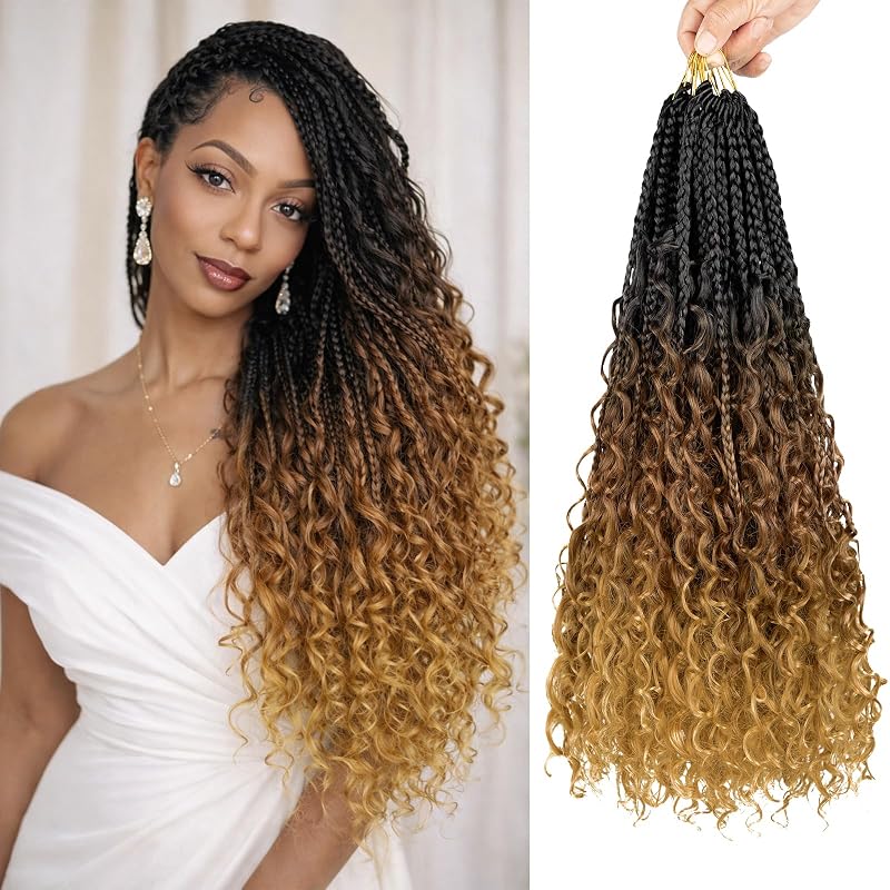 Boho Box Braids Crochet Hair 24 Inch, Goddess Crochet Box Braids with Curly Ends, Pre Looped Synthetic Crochet Hair for Black Women – NAYOO