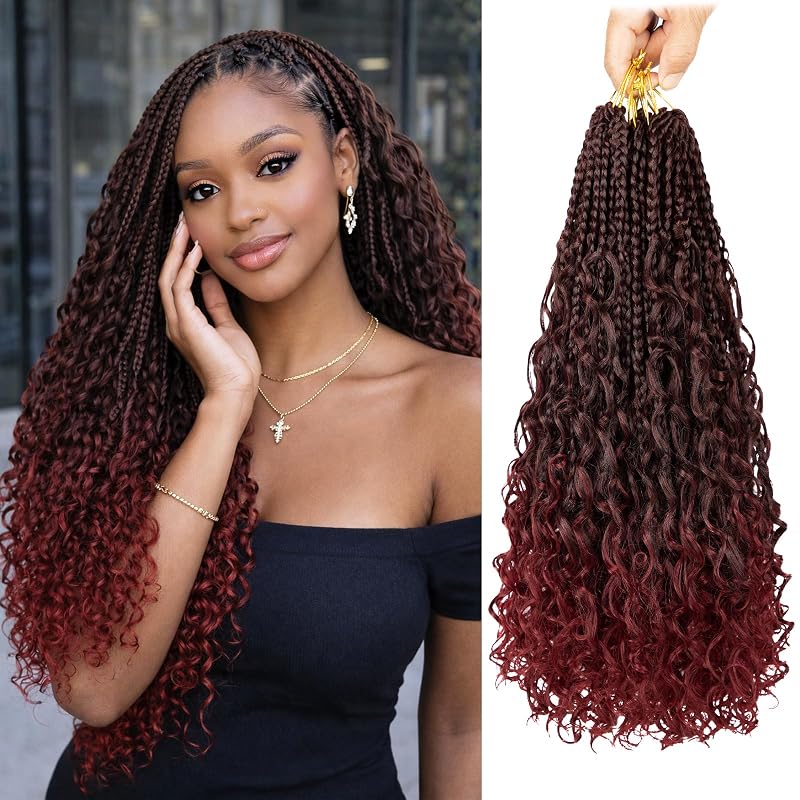 Boho Box Braids Crochet Hair 18 Inch, Goddess Crochet Box Braids with Curly Ends, Pre Looped Synthetic Crochet Hair for Black Women – NAYOO