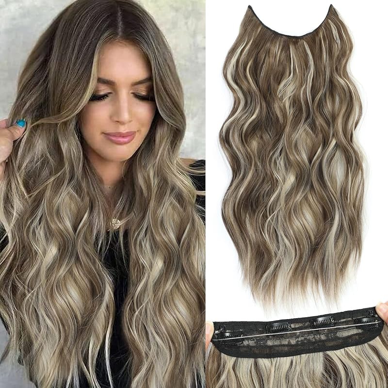 Halo Hair Extensions 20 Inch Invisible Wire Medium Brown Blen Medium Blonde