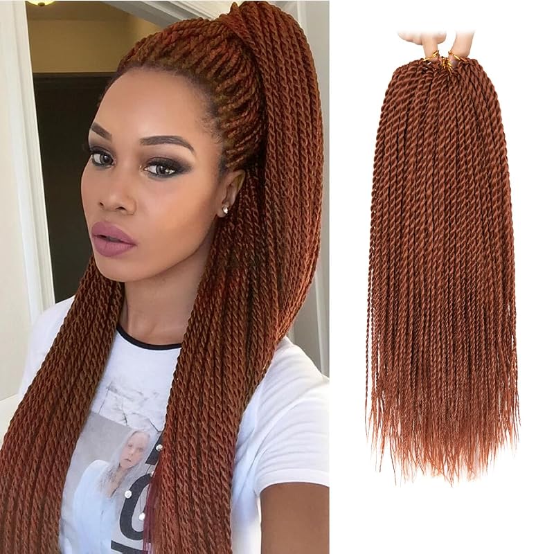 NAYOO Senegalese Twist Crochet Hair Auburn - 8 Packs 14 Inch Small Twist Crochet Hair for Kids, 30 Strands/Pack Crochet Braids Hair For Black Women(14 Inch, 350#)