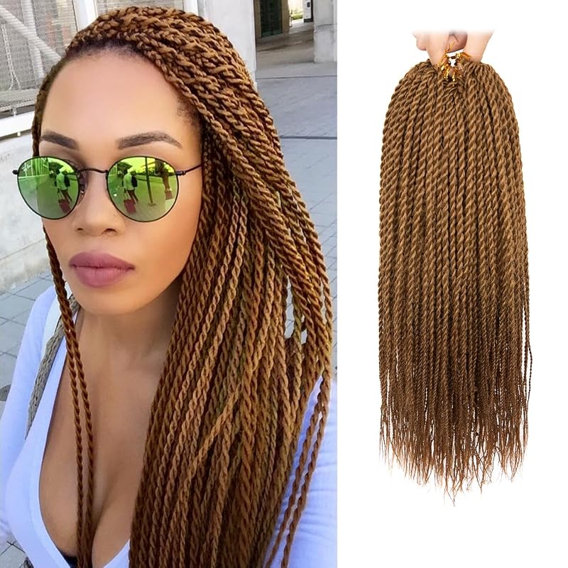 NAYOO Senegalese Twist Crochet Hair for Black Women, 8 Packs 14 Inch Small Twist Crochet Hair for Kids, 30 Strands/Pack Crochet Braids Hair for Black Women(14 Inch, 30#)