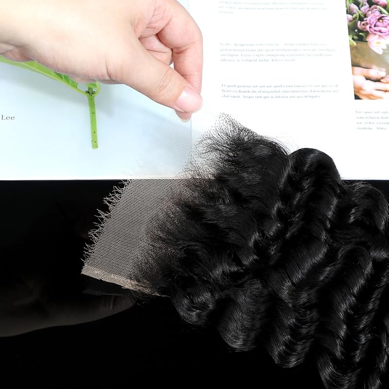 CindiRiver 5x5 HD Lace Closure Deep Wave 18 Inch Virgin Human Hair With Invisible Swiss Real HD Lace, Natural Hairline, Skinlike Lace Frontal Closure Only