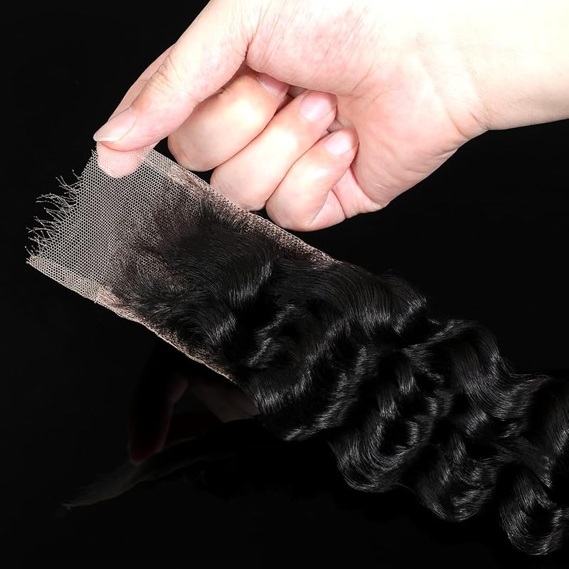 CindiRiver 2x6 HD Lace Closure Deep Wave 18 Inch Virgin Human Hair, Invisible Swiss Real HD Lace, Natural Hairline, Skinlike Lace Frontal Closure Only