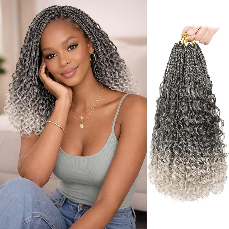 Boho Box Braids Crochet Hair 14 Inch, Goddess Crochet Box Braids with Curly Ends, Pre Looped Synthetic Crochet Hair for Black Women – NAYOO