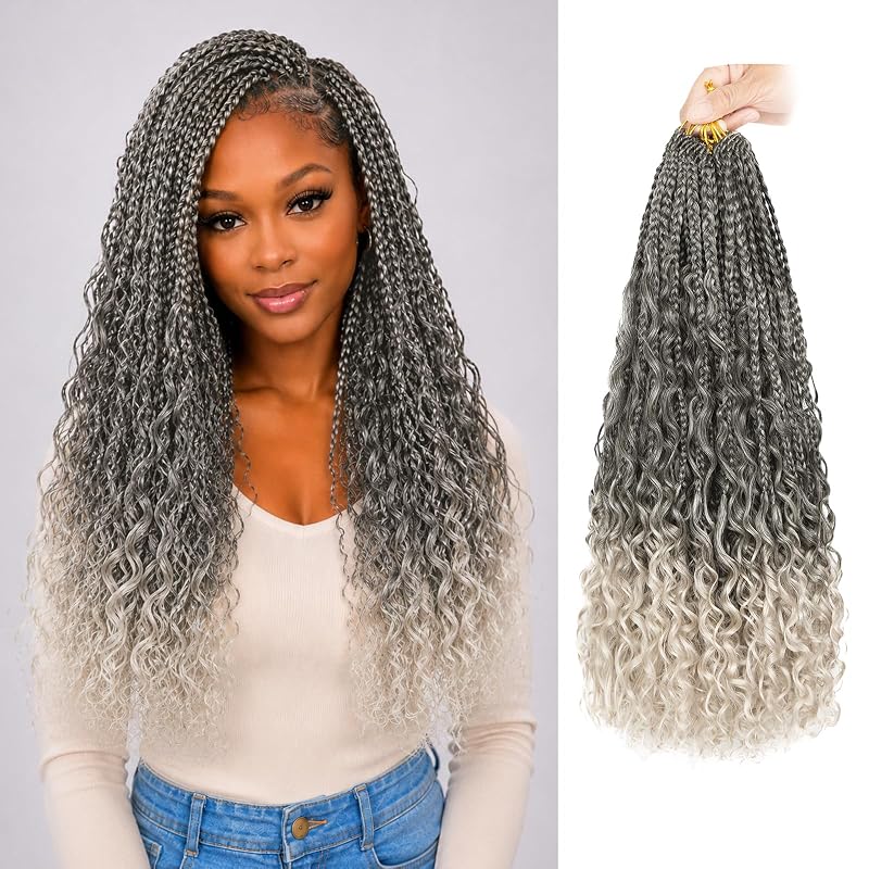 Boho Box Braids Crochet Hair 18 Inch, Goddess Crochet Box Braids with Curly Ends, Pre Looped Synthetic Crochet Hair for Black Women – NAYOO
