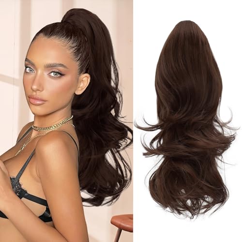 18 Inch Wavy Claw Clip Ponytail Extension Synthetic Hairpiece for Women