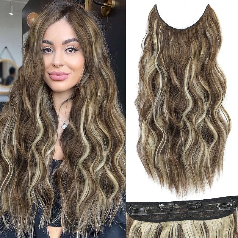 Halo Hair Extensions 20 Inch Invisible Wire Ash Brown Blend Ash Blonde