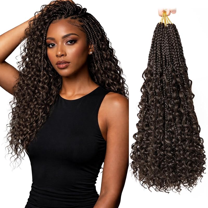 Boho Box Braids Crochet Hair 18 Inch, Goddess Crochet Box Braids with Curly Ends, Pre Looped Synthetic Crochet Hair for Black Women – NAYOO