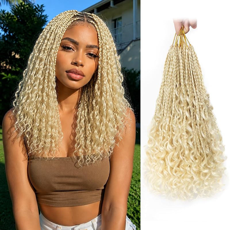 Boho Box Braids Crochet Hair 14 Inch, Goddess Crochet Box Braids with Curly Ends, Pre Looped Synthetic Crochet Hair for Black Women – NAYOO