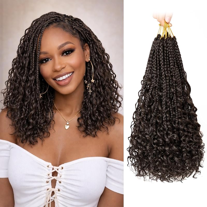 Boho Box Braids Crochet Hair 14 Inch, Goddess Crochet Box Braids with Curly Ends, Pre Looped Synthetic Crochet Hair for Black Women – NAYOO