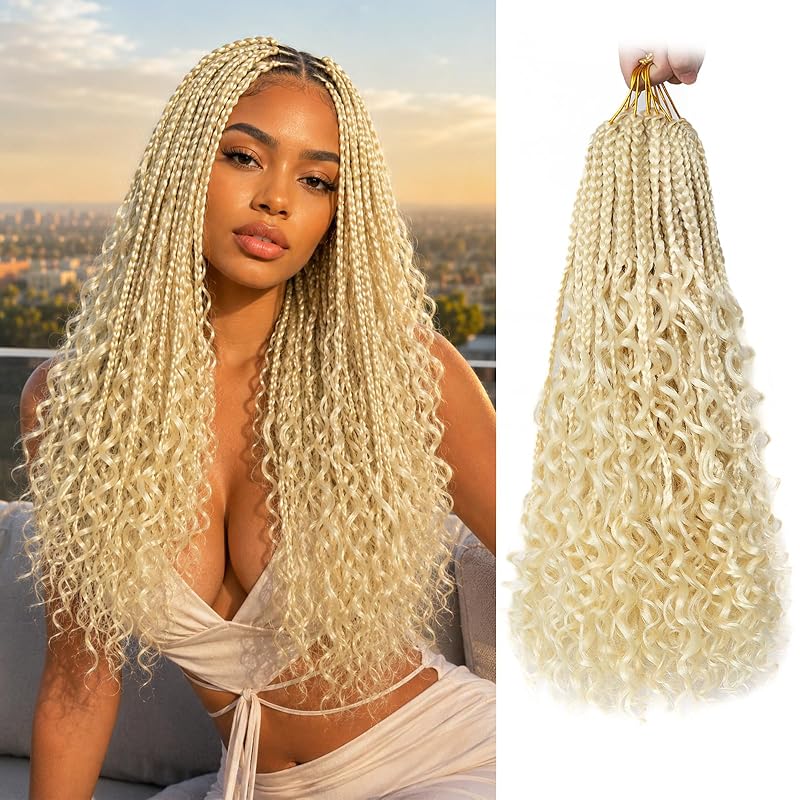 Boho Box Braids Crochet Hair 18 Inch, Goddess Crochet Box Braids with Curly Ends, Pre Looped Synthetic Crochet Hair for Black Women – NAYOO