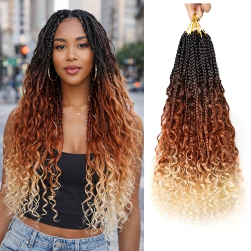 Boho Box Braids Crochet Hair 18 Inch, Goddess Crochet Box Braids with Curly Ends, Pre Looped Synthetic Crochet Hair for Black Women – NAYOO