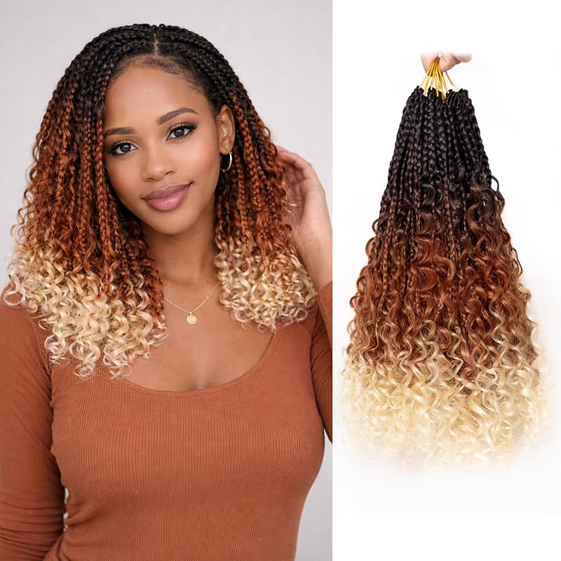 Boho Box Braids Crochet Hair 14 Inch, Goddess Crochet Box Braids with Curly Ends, Pre Looped Synthetic Crochet Hair for Black Women – NAYOO