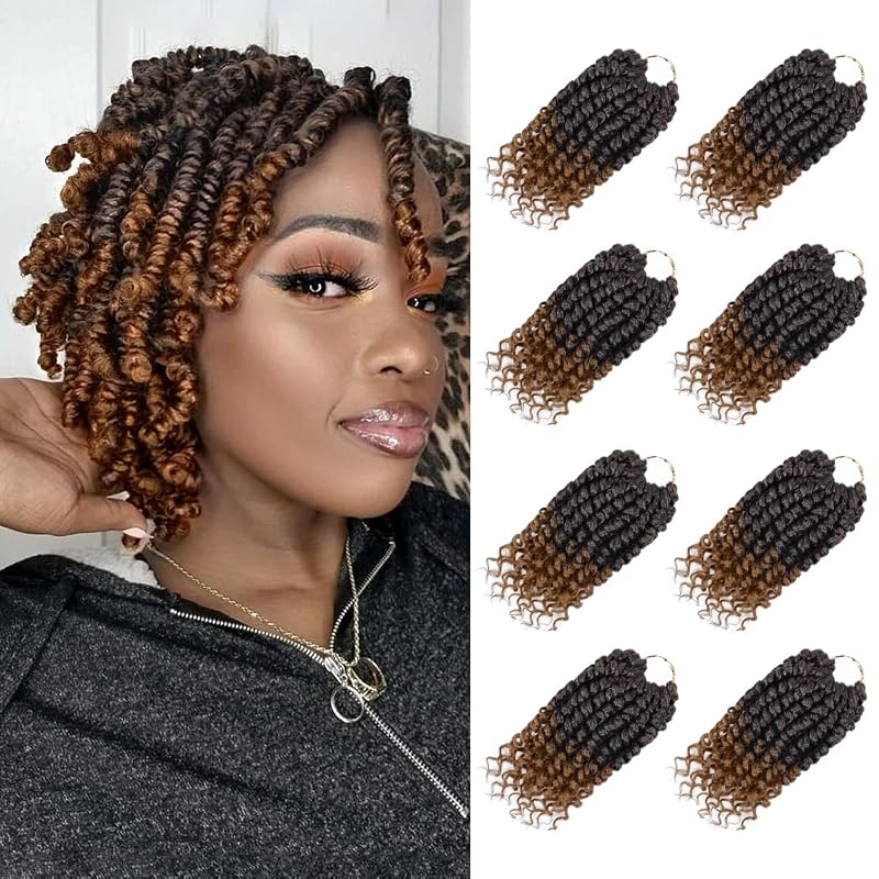 Pre-Twisted Passion Twist Crochet Hair 6 Inch for Black Women 8 Packs T30