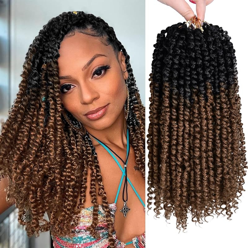 Passion Twist Hair 8 Packs 12 Inch Pretwisted Curly Crochet Hair OT30