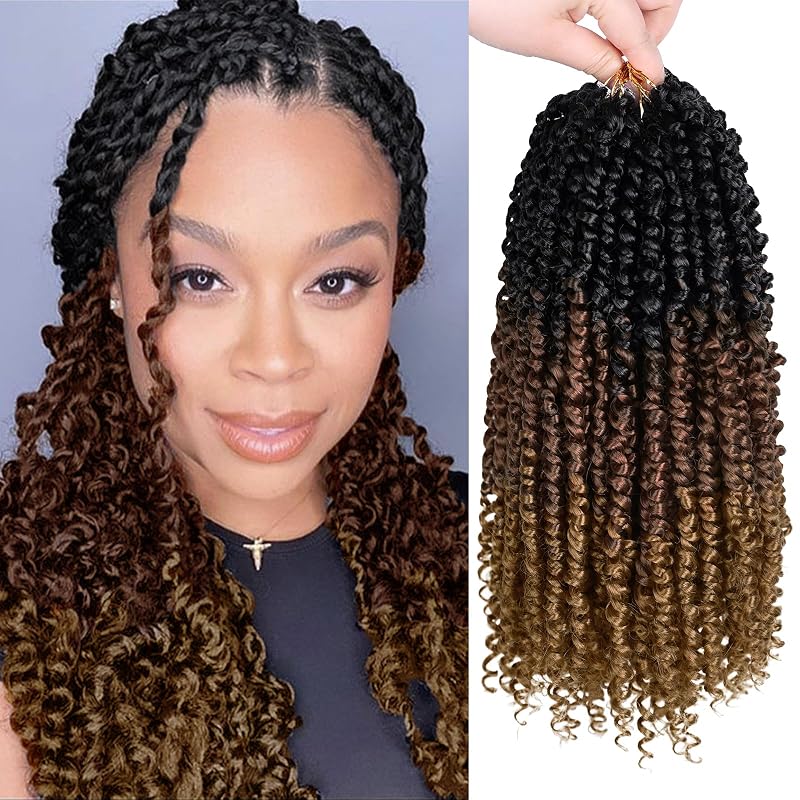 Passion Twist Hair 8 Packs 12 Inch Pretwisted Curly Crochet Hair T1B/30/27