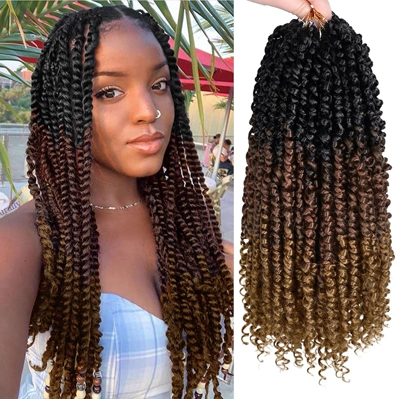 Passion Twist Hair 8 Packs 14 Inch Pretwisted Curly Crochet Hair T1B/30/27