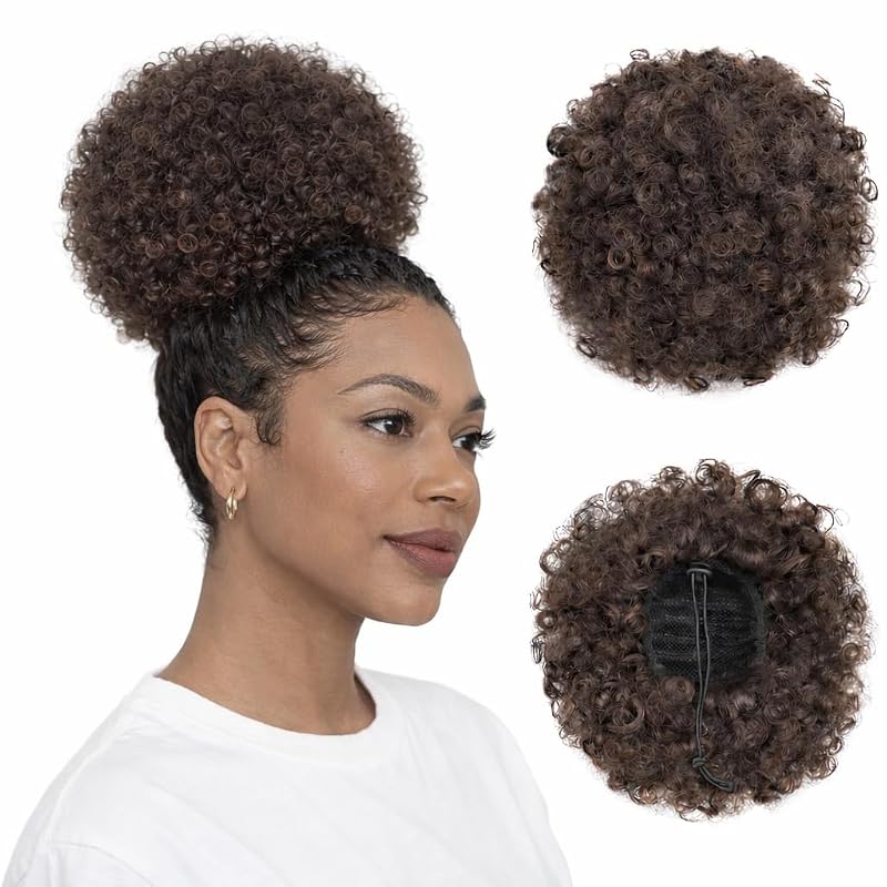 AISI QUEENS Drawstring Afro Puff Ponytail Kinky Curly 2-33# Deep Brown