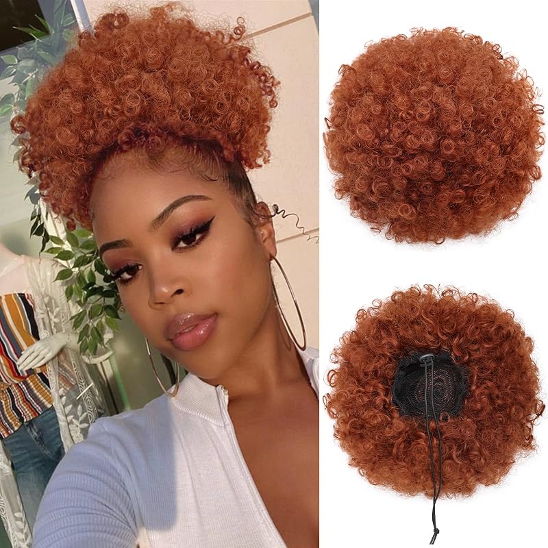 AISI QUEENS Synthetic Curly Puff Drawstring Ponytail, Large, 350#