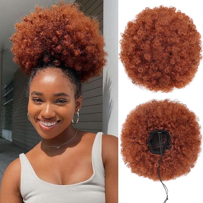AISI QUEENS Drawstring Afro Puff Ponytail Short Kinky Curly 350 Copper
