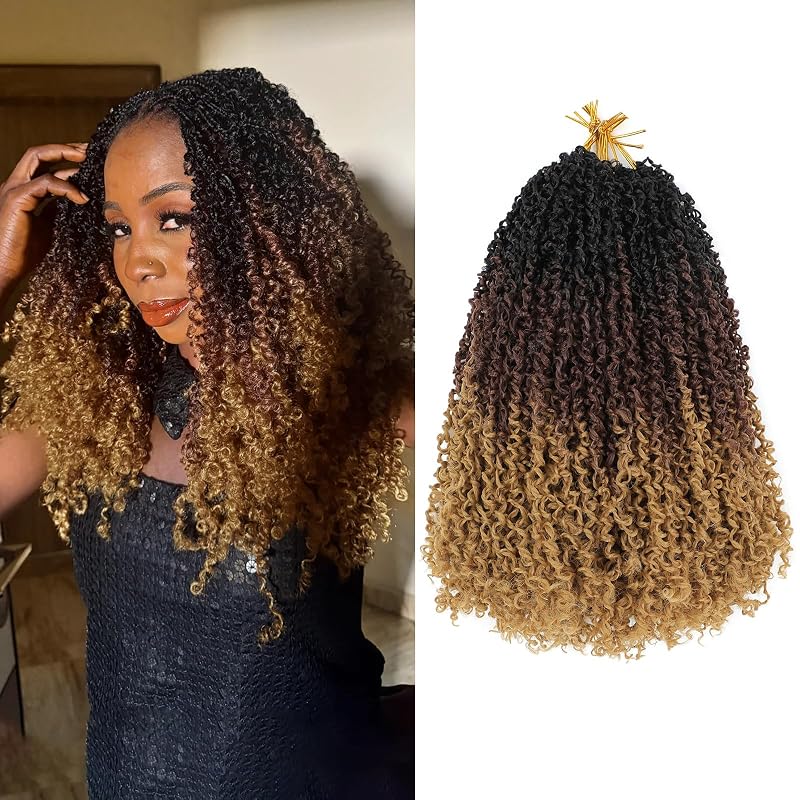 Pre-Looped Yanky Twist Crochet Hair for Black Women,14in,8-Pack,1B/30/27
