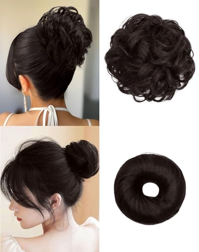 HSLHDI 2PCS Messy Bun Hair Pieces Synthetic Hair Bun Extensions For Women