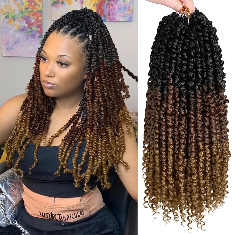 Passion Twist Hair 8 Packs 16 Inch Pretwisted Curly Crochet Hair T1B/30/27