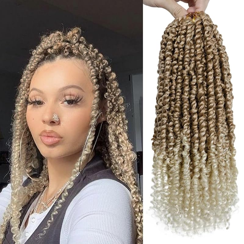 Passion Twist Hair 8 Packs 16 Inch Pretwisted Curly Crochet Hair T27/613