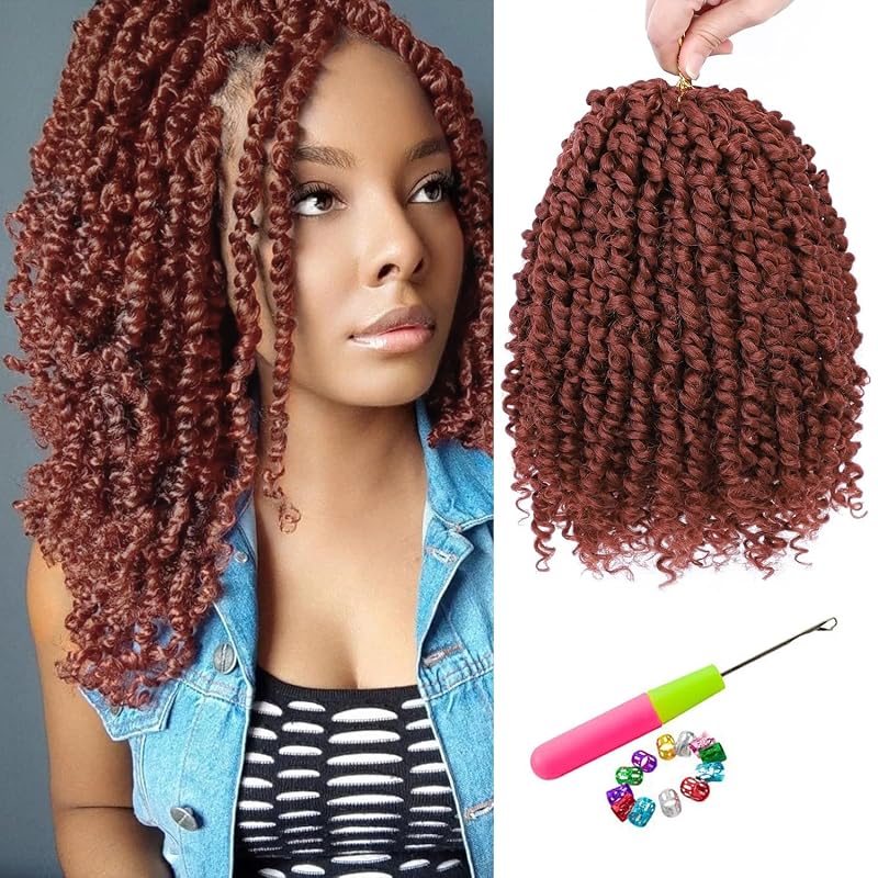 Pre-Twisted Passion Twist Crochet Hair 12 Inch for Black Women 8 Pack 350#