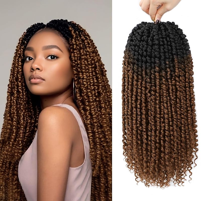 Pre-Twisted Passion Twist Crochet Hair 16 Inch for Black Women 8 Packs OT30