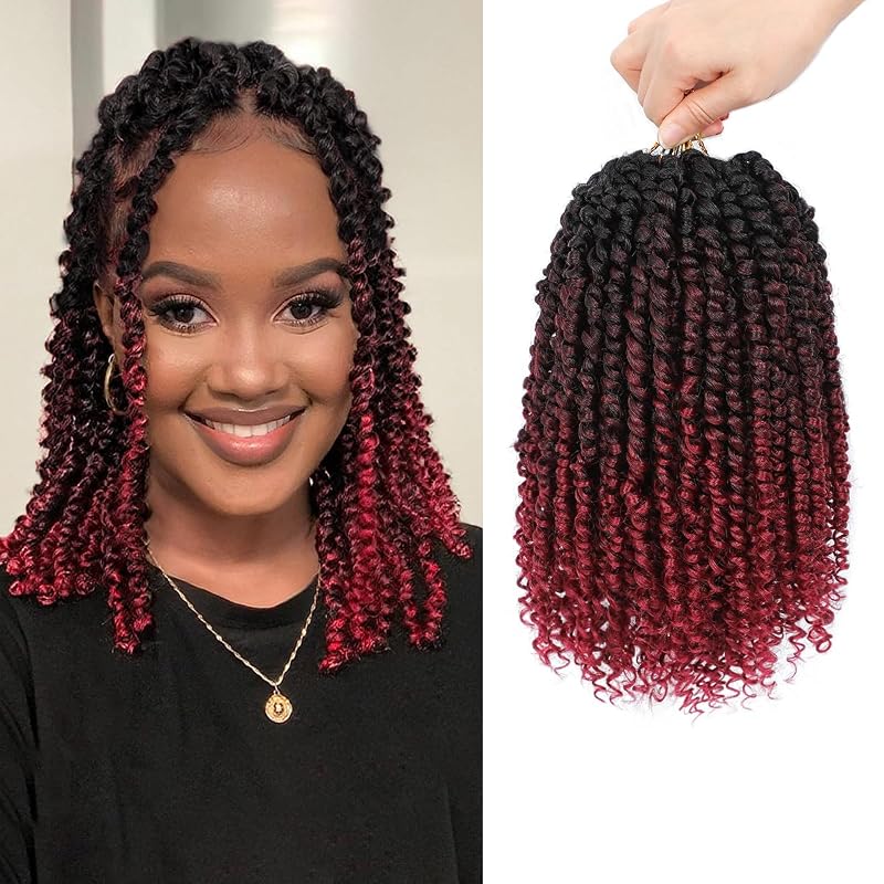 Pre-Twisted Passion Twist Crochet Hair 12 Inch for Black Women 1B/OTBUG