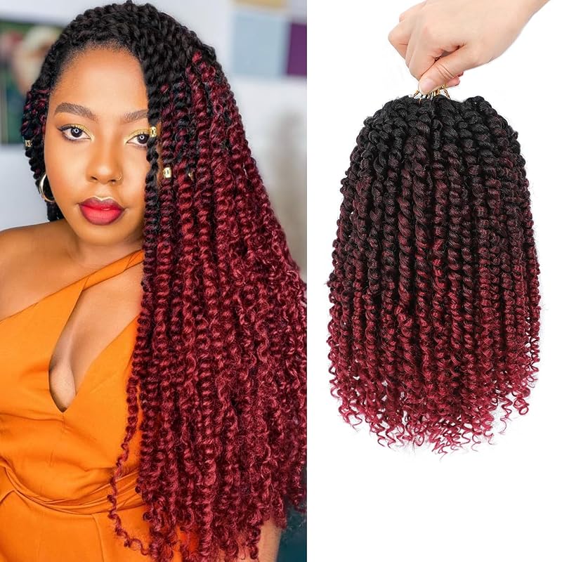 Nice One Pre-Twisted Passion Twist Hair 16 Inch, 112 Strands Long Passion Twist Crochet Hair for Women 8 Packs Pre-Looped Passion Twists Braiding Synthetic (16 Inch (Pack of 8), 1B/OTBUG)